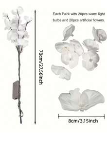 1个白色兰花枝灯，花瓶装饰灯，LED浪漫氛围灯，适用于卧室、床头柜、客厅、餐桌、拍照背景、花园、露台装饰、婚礼装饰，适合斋月、情人节、母亲节、父亲节、开学季，可用作节日礼物、生日礼物、乔迁礼物、结婚礼物。 - 蘭花樹枝燈 - 查看 10