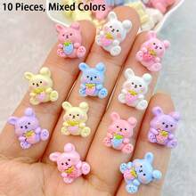 10/30/50个可爱迷你草莓兔树脂工艺品，平底树脂配件，DIY剪贴簿和工艺品材料，装饰发夹，文具盒等 - 随机混装 - 迷你兔 - 查看 11