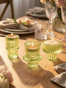 1pc/Set Glass Candle Holder, Elegant Multi-Color Glass Candle Holder, Reversible Design, European Style Romantic Candle Holder For Candlelight Dinner, Wedding Anniversary, Birthday Party, Holiday Party - Multicolor - View 10