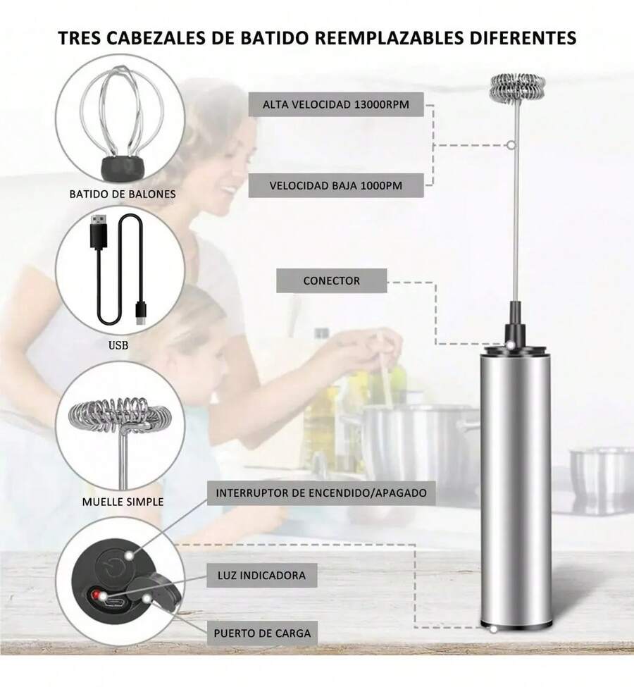 TendenciaLicuadora De Espuma De Leche Eléctrica De Acero InoxidableCalidad premium - Plateado - Ver 1