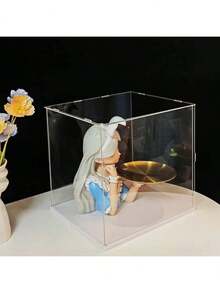白色底座高清收藏品展示盒,组装式透明亚克力盒,玻璃盒替代品,用于展示人偶、玩偶、装饰品,家居收纳整理,礼品盒 - 彩色 - 查看 5