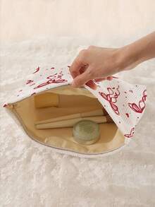Trousse de maquillage thème nœud papillon - Motif imprimé nœud papillon, pochette zippée en polyester, organisateur de maquillage de voyage, sac zippé léger, idéal pour les passionnés de beauté, excellent cadeau pour les sœurs, les étudiants et les adultes, sac de maquillage à imprimé aléatoire, trousse de toilette, accessoires de voyage, accessoires de croisière, accessoires de vacances, unisexe - Multicolore - Voir 4