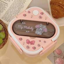 Sanrio 1个三丽鸥Hello Kitty便携式午餐盒，带提手，防漏密封阀，可微波炉加热，方形设计，大容量三格学生便当盒，塑料和不锈钢材质，多种款式可选，适合办公室、旅行、野餐和厨房收纳，是女孩背包必备午餐盒