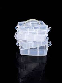 1pc Adjustable 3-Layer Transparent Storage Box, Suitable For Storing Toys, Jewelry And Accessories - With 18 Compartments For Easy Organization , Makeup Room Decor - Multicolor - View 4