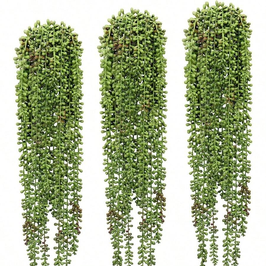 3 piezas de perlas artificiales para plantas suculentas colgantes para decoración del hogar y jardín plantas no incluidas - Verde - Ver 1