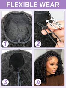 OQ 16-26英寸，180%密度，自然色，可佩戴假发，配有卷发棒，光滑直发底座，佩戴灵活，无需胶水或假发帽，自然发际线，适合初学者，无缝翻转假发，适合万圣节和圣诞节。 - SNatural - 查看 8