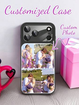 Anpassningsbart svart telefonskal, lämpligt för utskrift av foton av familj, par och vänner, stöder personlig anpassning. Personligt telefonskal med utskrivbara foton, kompatibelt med 17 Pro Max/17 Air/17 Pro/17 Matte/16/15/14/13 telefonskal, uppgraderad version, ger fullständigt kameraskydd för 13 och 17, militärklassat skydd.