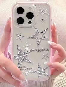 1 chiếc ốp lưng điện thoại thoáng khí, màu trơn, mềm mại, thoải mái khi chạm vào, in họa tiết ngôi sao 2D lấp lánh như đá quý, bảo vệ điện thoại, tương thích với iPhone 11/12/13/14/15/16/16 Pro Max/12 Pro/13 Pro/14 Pro/15 Pro/16 Pro/14 Plus/15 Plus/16 Plus/12 Pro Max/13 Pro Max/14 Pro Max/15 Pro Max/16 Pro Max, ốp lưng cao cấp cho các mẫu mới nhất 17/17 Pro/17 Pro Max/Air - Hồng - Xem 4