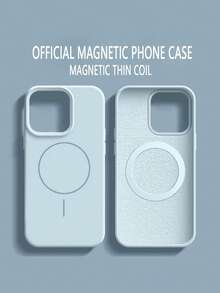 1 pieza Funda para iPhone 15 Pro, 17, 14 Plus de color azul celeste sólido y delgada, funda protectora de silicona líquida de alta gama compatible con MagSafe anti-caídas - Celeste - Ver 1