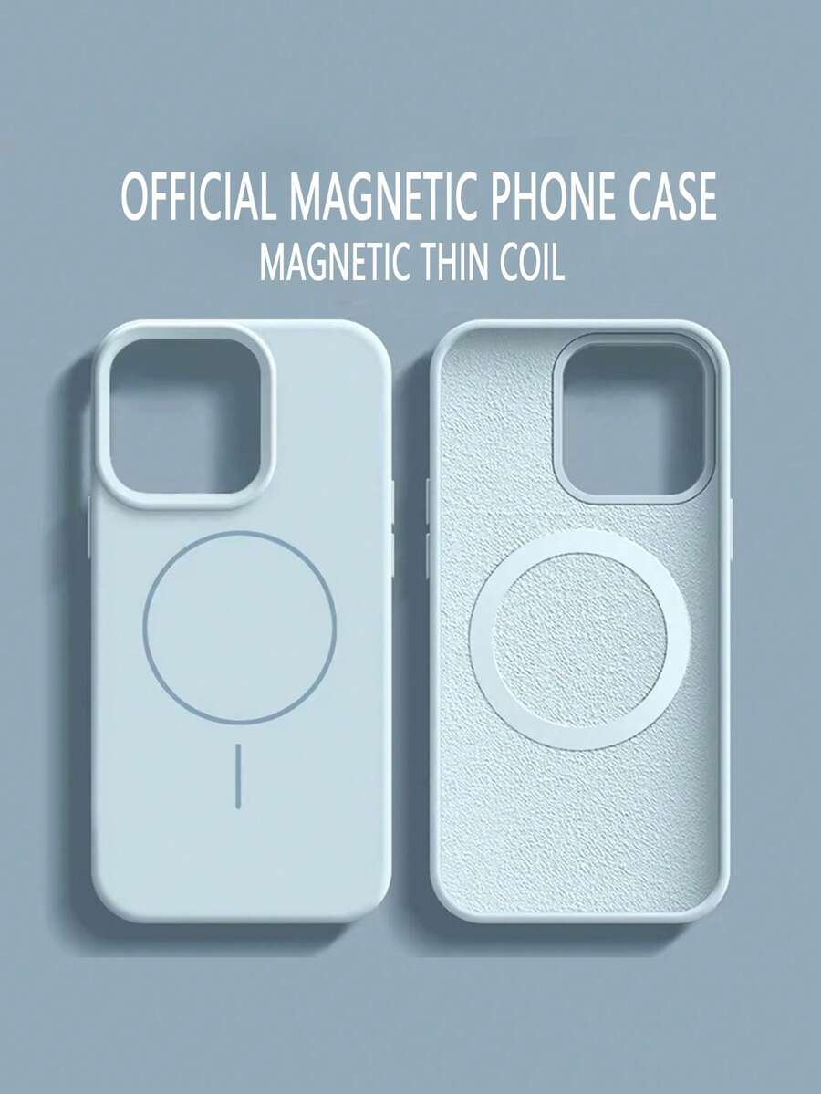 1 pieza Funda para iPhone 15 Pro, 17, 14 Plus de color azul celeste sólido y delgada, funda protectora de silicona líquida de alta gama compatible con MagSafe anti-caídas - Celeste - Ver 1