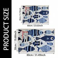 1 Peça Tapete de Banho de Microfibra com Desenho de Peixe Listrado Azul, Antiderrapante e Super Macio, Tapete de Banheiro, Capacho, Tapete Absorvente de Água para Banheiro, Lavável em Máquina, Baixo Pelo, Revestimento em TPR, Tecido Tricotado, Para Banheiro, Quarto, Cozinha, Entrada, Uso Interno e Externo, Acessórios e Decoração de Banheiro, Presente Perfeito para Nova Casa. - Multicolorido - Visão 3