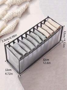 Hộp đựng đồ lót và tất gấp gọn (1 cái/3 cái/5 cái/9 cái) - 11 ngăn chia ngăn kéo, thích hợp để cất giữ trong tủ quần áo, hộp đựng đồ lót và tất dạng lưới đơn giản, dùng cho tủ quần áo gia đình. - Xám - Xem 3