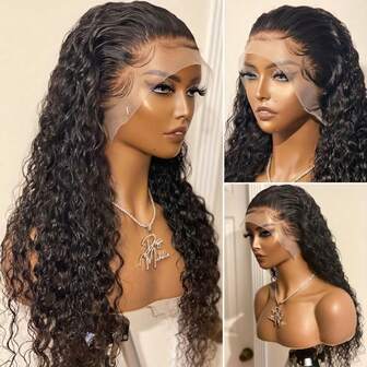 1pc Soft Non-Adhesive Pre-Plucked 26 Inch Fluffy Curly Lace Front Wig, 180% Density, Natural Black Color With Black Lace Front