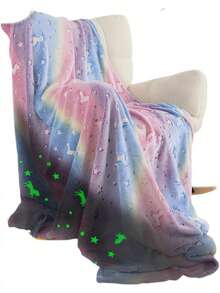 EstiloFrazada Infantil Individual que Brilla en la Oscuridad de Textura Suave y Ligera - Manta Cobija Infantil Luminosa para Niños Caliente Ideal para FrioVersión mejorada - Multicolor - Ver 1