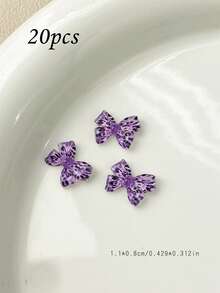 20颗豹纹蝴蝶结美甲水钻，3D斑马纹装饰美甲水晶，适用于杏仁甲、凝胶美甲、时尚美甲DIY材料 - 彩色 - 查看 15