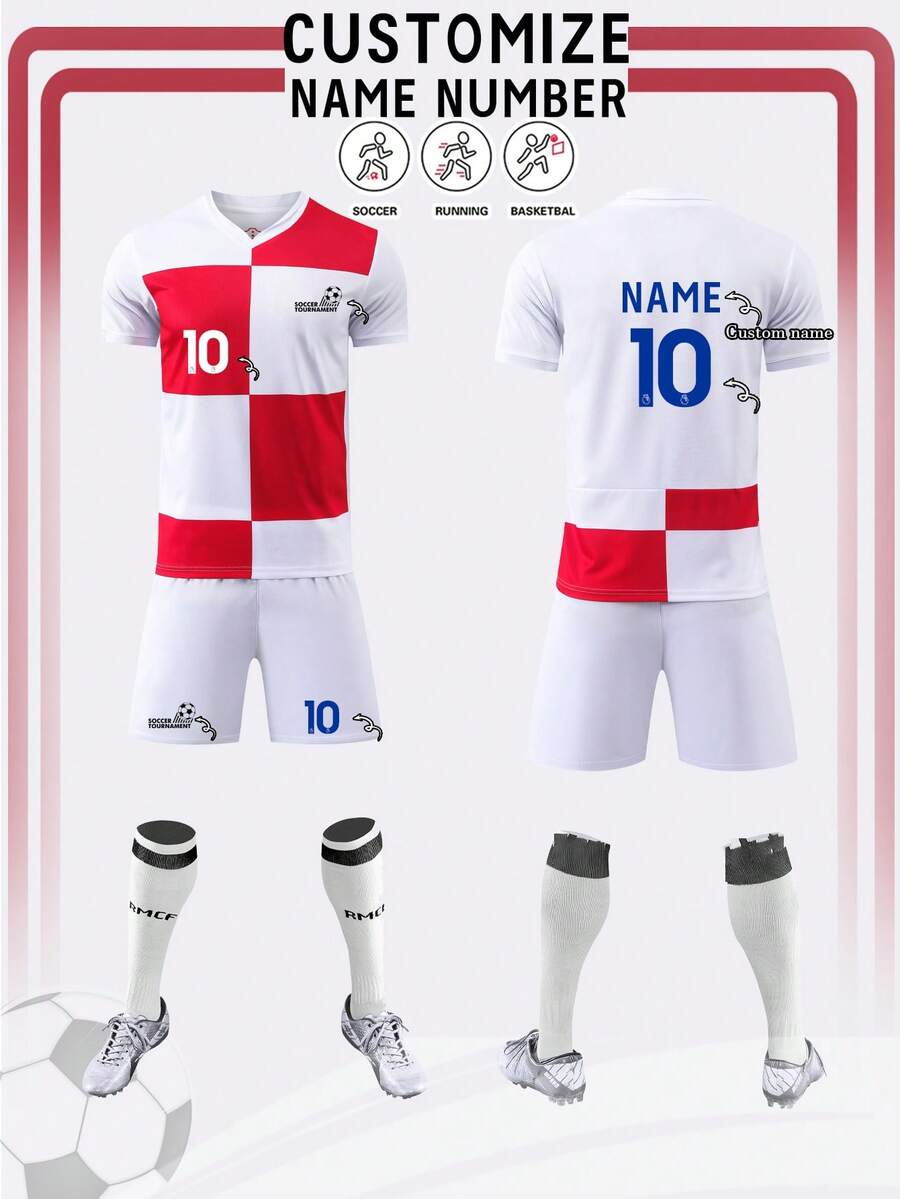 Bộ 2 áo bóng đá, đồng phục bóng đá tùy chỉnh, áo bóng đá Croatia 24-25g, đồng phục bóng đá nam cá nhân hóa, bộ đồ thể thao nam, trang phục chạy bộ, bộ đồ mùa hè nam, bộ áo thun, áo bóng đá, đồng phục bóng đá tùy chỉnh, áo bóng đá in số, thích hợp cho bóng đá, cầu lông, bóng rổ, đạp xe. - Đỏ - Xem 1