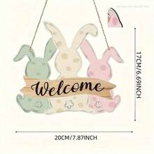 Biển chào mừng hình thỏ Phục Sinh phong cách Boho duyên dáng - Móc treo cửa bằng gỗ mộc mạc với thiết kế thỏ chấm bi nhiều màu sắc, trang trí nhà cửa mùa xuân nhẹ nhàng, phù hợp cho lễ Phục Sinh, không cần pin, món quà hoàn hảo, trang trí cửa lễ Phục Sinh | Trang trí phong cách Boho | Đồ thủ công đồng quê, phụ kiện hình thỏ - A - Xem 7