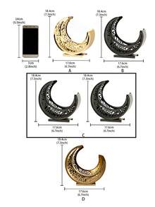 1Pc Moon Shaped Tray Metal Material Luxury Style Exquisite Snack Tray Storage Tray Fruit Tray Dessert Tray Decorative Tray Ambiance Tray & Ornament Suitable For Home Hotel Restaurant Living Room Tabletop Festival Party Decoration - Multicolor - View 11