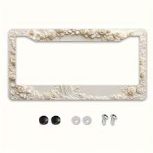 1 Piece Metal License Plate Frame, Designed With Multiple Blooming White Flowers, Perfect For Celebrating Thanksgiving, Suitable For USA And Most International Vehicles, Includes Mounting Screws, Ideal Car Accessory - 12x6inch , Car Decoration, High-Quality Surface Treatment, Sturdy Structure, Holiday Decoration, Must-Have For Car Owners,Car Cover,Car Must Haves,Gifts,Car Decor,Car Picks,Car Acessesories>Essentials - 多色12.2x6.3inch/31x16cm - 查看 9