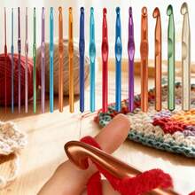 6支/9支彩色铝制钩针套装 | 优质金属单头钩针，2.0-12毫米，带颜色编码的钩针尖端 | 适用于编织毯子、围巾、玩偶、家居工艺品、挂毯等的重型钩针工具 | 光滑