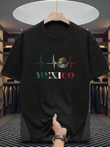 Envío nacional | camiseta de manga corta con estampado casual de algodón puro para hombres en primavera y verano - Negro - Ver 2