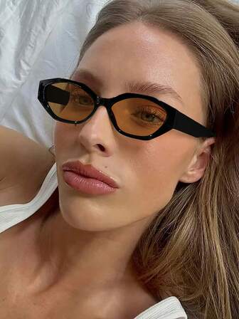 1 PC משקפי עין חתול אופנתיים מסגרת גיאומטרית בצבע שחור ושריון צב למשקפיים ולטיולים עם קופסת משקפיים