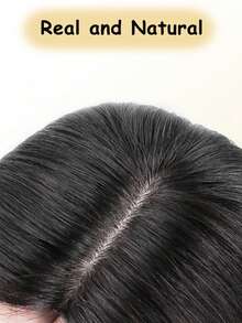 Women'S Clip-On Hair Replacement, Hair Replacement, Gray Hair Cover, Hairpiece To Increase The Volume Of The Top Of The Head, Seamless Hairpiece