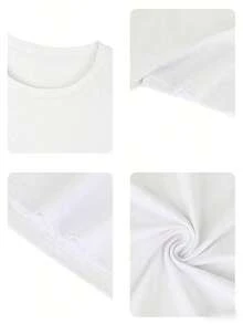 A men's T-shirt with a round neck casual fit and short T-shirt, elegant and casual style, suitable for daily outings, school, and summer essentials - Blanco - Ver 6