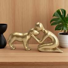 Handmade Resin Boy Hugging Dog Angel Statue, Commemorative Gift For The Friendship Between Humans And Dogs, Symbol Of Loyalty And Friendship, Expression Of Love For Pets, Adorable Puppy, Perfect Home Decor And Gift For Animal Lovers, Decoration For Home And Office, Desktop Decor - Sitting Posture Of People and Dogs - View 16