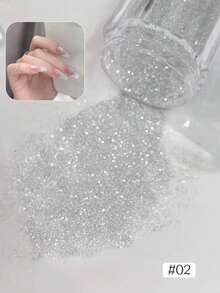 1瓶白色雪花水晶粉、海盐水晶粉、钻石粉、超细闪粉，适用于DIY美甲、圣诞雪花美甲、Y2K风格美甲、法式美甲、万圣节美甲等，以及其他美甲用品。 - 彩色 - 查看 5