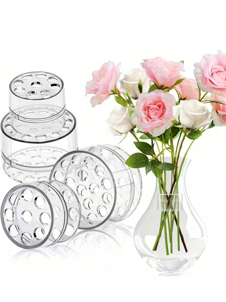 Plastic Flower Stem Holder, Transparent Flower Stem Holder, Diy Bouquet Holder, Flower Inserting Holder, Vase Holder, Suitable For Flower Shops, Homes, Offices, Teachers, Workstations, Weddings, Engagements, Birthdays, Marriage Proposals, Suitable As Gifts For Fathers, Mothers, Daughters, Classmates, Colleagues, Teachers, Friends, Lovers, Valentine'S Day Gifts - Multicolor - View 1