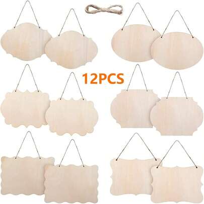 12pcs Round Wooden Discs With Rope - DIY Craft Materials, Blank Wooden Boards - Wooden Decor & Model Kits - Laser Cut/Hot Stamped - Perfect Gift For Friends And Family