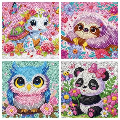 1 Set Kit de Pintura de Diamantes Hecho a Mano para Niños, Juego de Arte de Mosaico de Diamantes de Dibujos Animados DIY, Suministros de Manualidades para Vacaciones, Incluye Lienzo, Bolsas de Diamantes, Herramientas, Tamaño 15cm*15cm, Adecuado para Decoración de Pared y Escritorio del Hogar, Regalo de Vacaciones para Niños y Regalo de Festival para Amigos