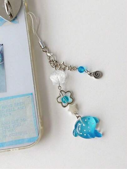 Cute Simulation Marine Shark Mobile Phone Chain Handcrafted Beaded Keyring Accessory Fish Charm Aesthetic Y2k Unique, Lanyard, Bag Charms Compatible With Android And Most Smartphone,Gifts For Mother, Family, Friends, Kids, Birthday, Holiday