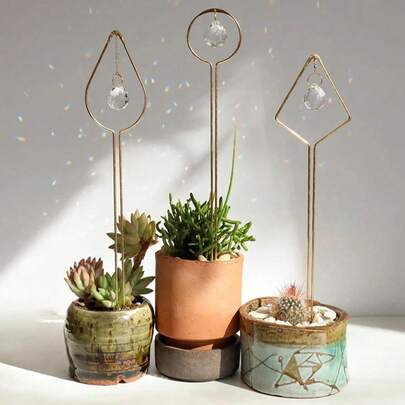 3pcs Prism Planting Stakes Flower Pot Decoration, Garden Decoration, Home Decoration