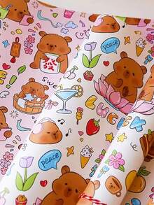 6pcs Capybara Themed Fantasy Gift Wrapping Paper, Mixed Color Animal Pattern, For Children's Birthday Party And Baby Shower, 6 Folded Sheets Per Pack, Party Gift Packaging | Quirky Design | Colorful Print - Multicolor - View 6