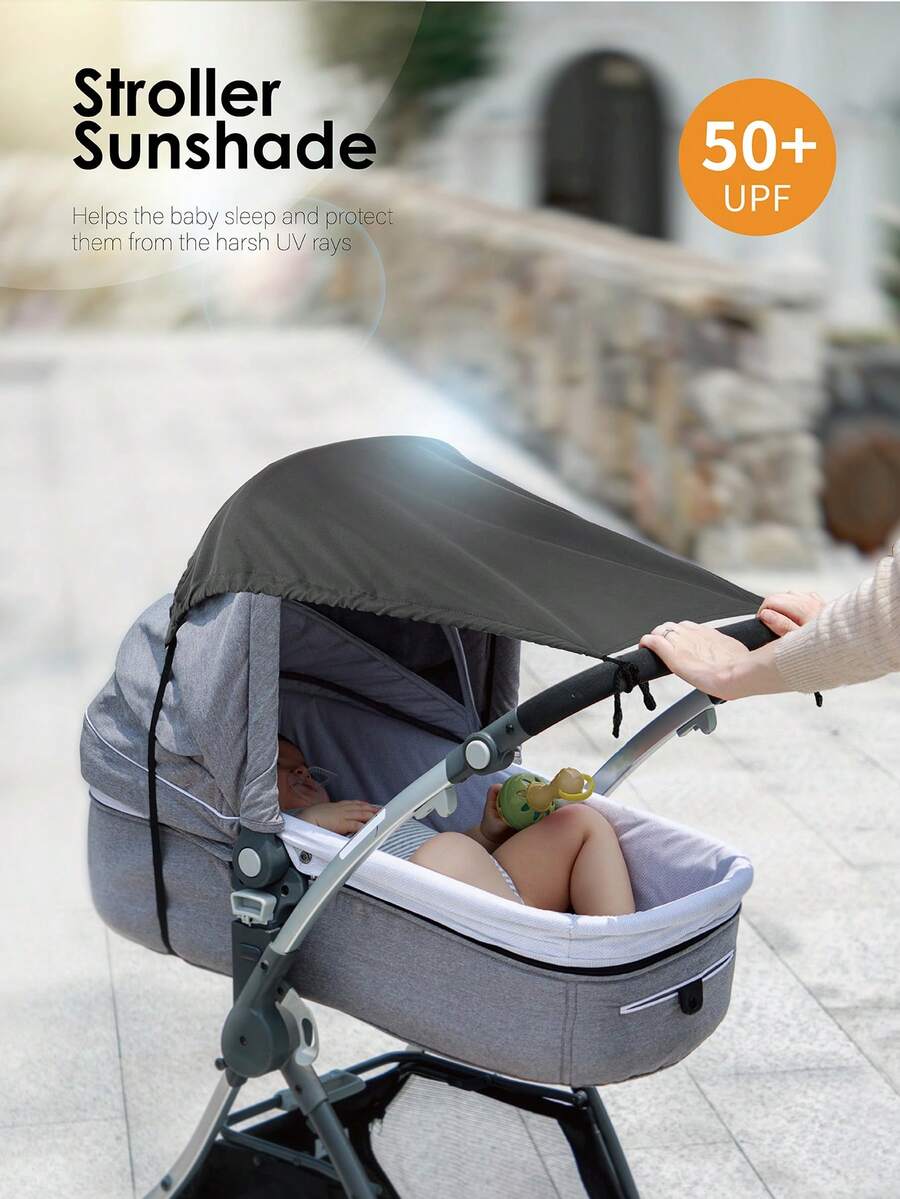 1pc Baby Stroller Canopy, UPF50+ UV Protection, Adjustable Canopy Cloth, Reversible, Suitable For Lightweight Stroller & Jogging Stroller - Multicolor - View 1