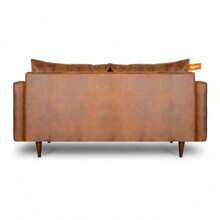 AGUSTO - Sofá Loveseat Sillón 2 Plazas para Sala o Estudio - Estilo Mid Century - Patas de Madera Natural - Piel Vegana - Multicolor - Ver 5