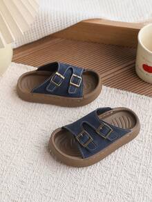1 Pair Kids Summer Fashion Slip-On Sandals, Girls Daily Wear Non-Slip Soft Bottom Flat Slides