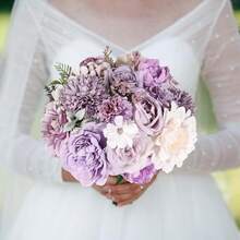 [Free Shipping]Artificial Flowers Combo Purple Rose Hydrangea Fake Flowers With Stem For DIY Wedding Bouquets Centerpieces Arrangements Bridal Ba By Shower Home Decor - 復古紫色 - 查看 4