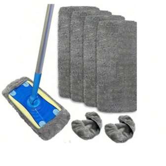 1/3/6 แพ็ค แผ่นม็อบสีเทาแบบใช้ซ้ำได้ - แผ่นม็อบไมโครไฟเบอร์แบบเปียกและแห้ง, เข้ากันได้กับม็อบ, เหมาะสำหรับทำความสะอาดพื้นและพื้นไม้เนื้อแข็ง (ไม่รวมม็อบ)