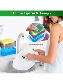 EstiloEMAGIE Dispensador de Jabón Cocina: Jabonera Despachador de Jabon Liquido para Trastes de Cocina Soap Dispenser con Esponja para Fregadero 380 MLVersión mejorada - 330 ml - Ver 10