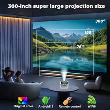 DONGYING 1080p Native Resolution, 4K Ultra HD Projector, Android Smart System, WiFi 6, Auto Focus + Keystone Correction, Home Theater Projector, Portable Projector, Rotatable Gimbal, 180 Degree Rotation, Wireless Projection For Smartphones, Computers, Tablets, Office Presentation, New Year Gift - White - View 5