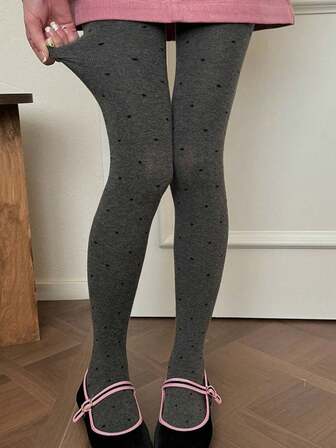 1 st sammet grå & svarta prickiga strumpbyxor, retromode, grå leggings/tights