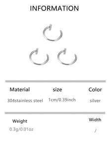 1/3/5pcs Punk Lip Ring, Medical Titanium Steel Nose Ring, Fake Nose Ring, Nose Septum Clicker, Fake Piercing Body Clip - Multicolor - View 14