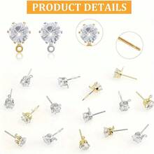 50 Pcs Glass Earrings With Earrings Studs, Earring Posts And Rings, 6mm / 5mm/8mm Suitable For DIY Earring Hanging Rings And Jewelry Making Supplies