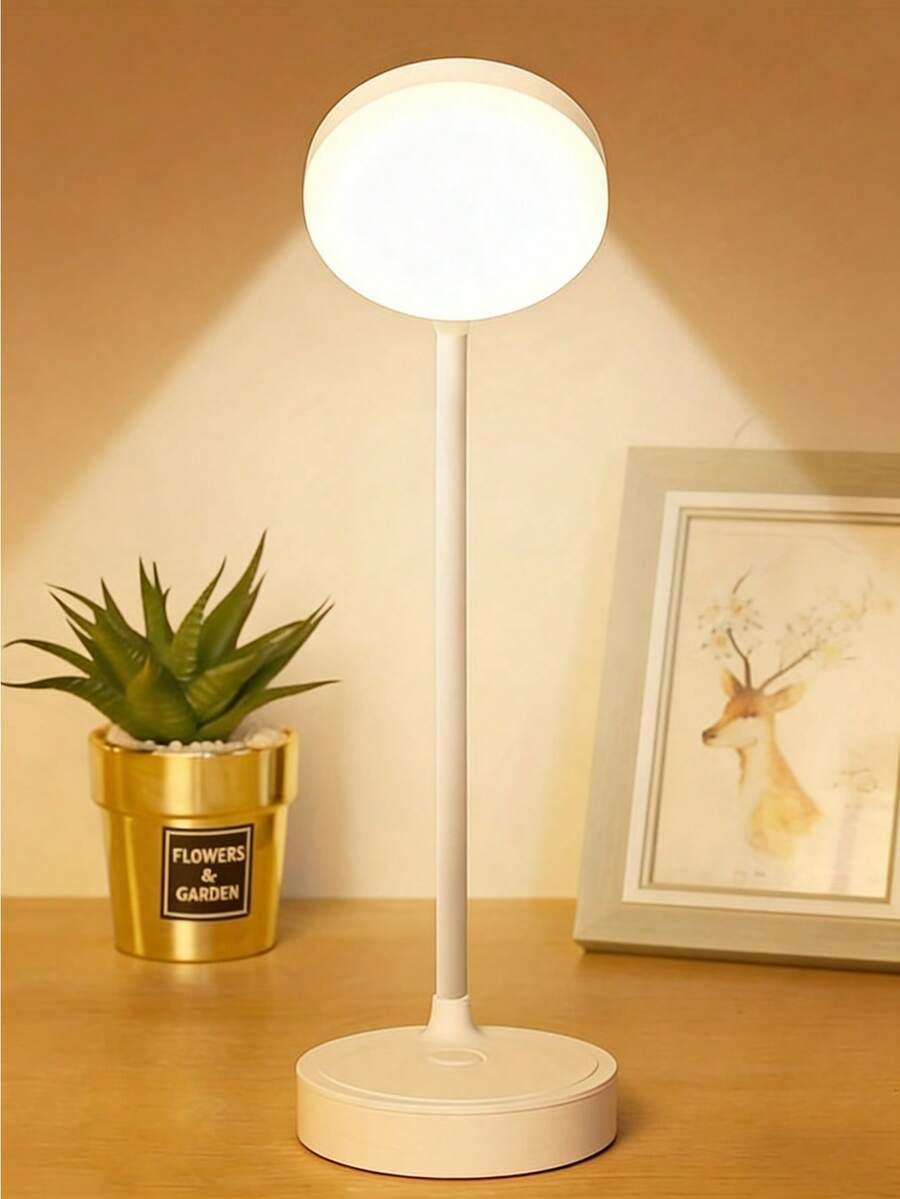 1pc White LED Round Base Button Lamp, Eye-Caring Reading Light, LED Desk Lamp, Desk Lamp, Chargeable/Plug-In, 3 Color Temperatures, Suitable For Dorm, Bedroom, Home, Christmas, Easter, Night Light, Lampshade, Reading Lamp, Bedroom Lighting, Desk Lamp, Reading Light, Reading, Office Supplies, Bedroom, Light, Battery Capacity: 800mAh