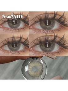 FRESH LADY Freshlady 1副装 14.2mm 灰色 1年/6个月抛型 柔软舒适 美瞳，女士适用，自然风格，放大双眼，带/不带度数可选 - 灰色 - 查看 10