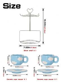 1pc Ins-Style Hand-Painted Cloud & Coffee Cup & Saucer Set, Ceramic Material, Suitable For Home, Office, Cafe, Great Gift Choice - Multicolor - View 4