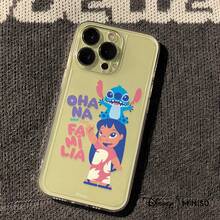 Miniso Disney Stitch & Lilo Phone Case OHANA QUER DIZER FAMILIA Theme Design Warm & Cute Disney Accessory Suitable For IPhone 17/17 Pro/17 Pro Max/17 Air/16/15/14/13/12/11/X Series Iphone 17 Pro Max Case Iphone 17 Pro Case Iphone 17 Case Stocking Stuffers The Girlfriend The Chosen Early Fall Fashion - Trong suốt - Xem 4